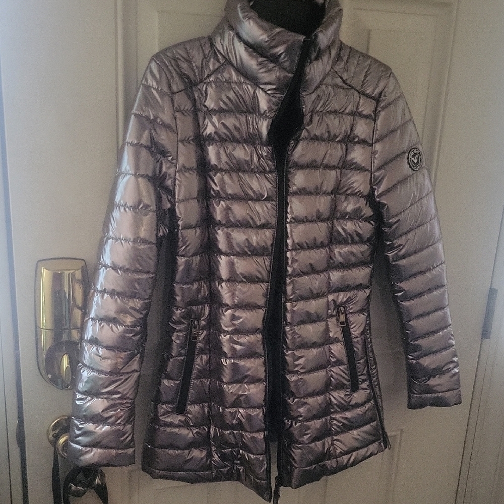 WHITE MARK-Women's Silver Puffer Jacket